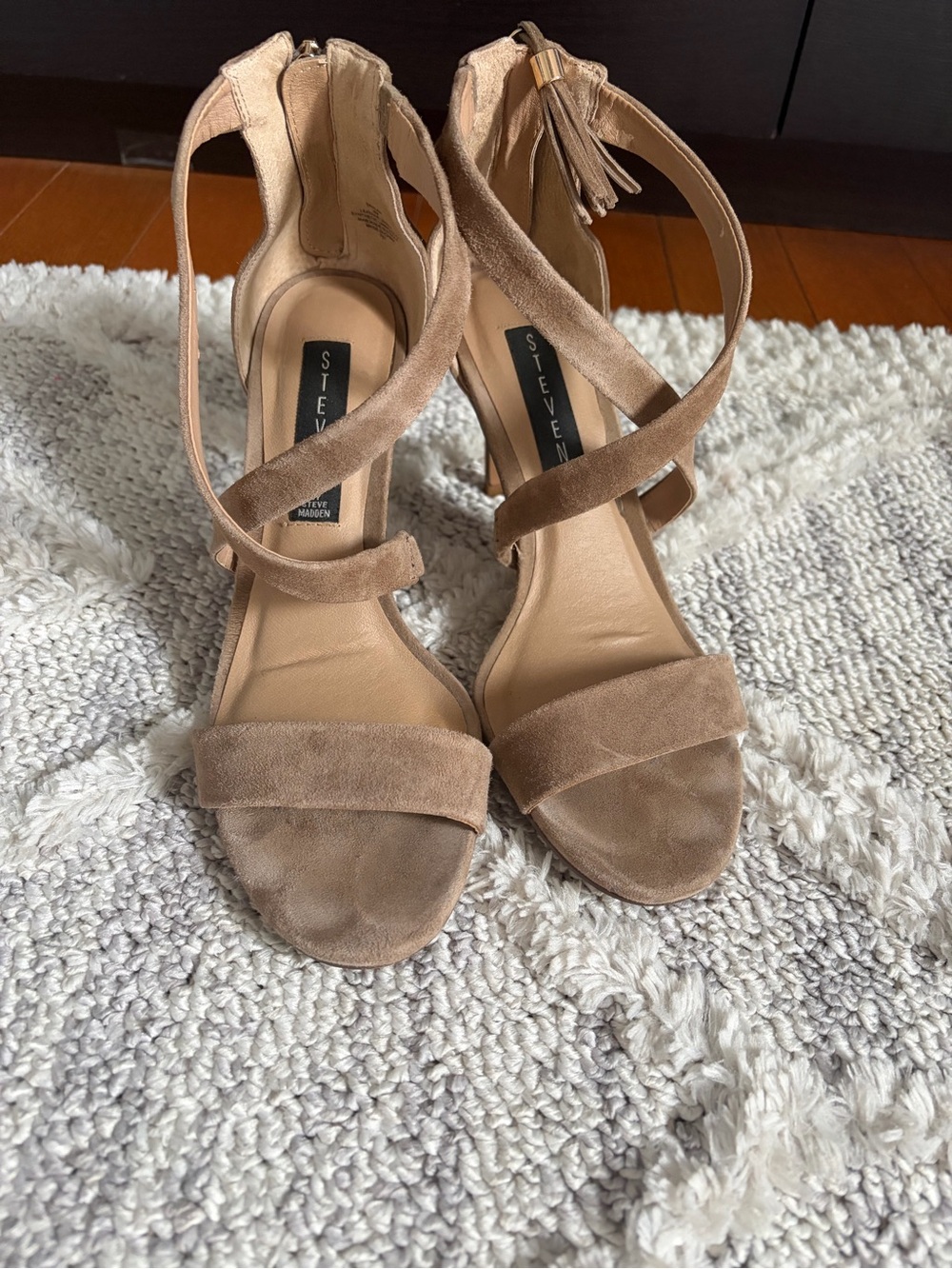 Steve Madden Tan Suede Strappy Tassel Heels